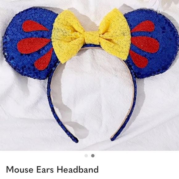 Colorful Sequin Mouse Ears Headband Blue Red Yellow Bling Jewel Kids Adult Small - Picture 2 of 2